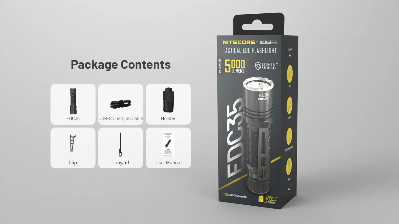 NITECORE EDC35 USB-C rechargeable Tactical  EDC flashlight